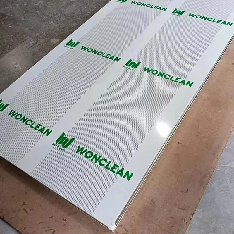 Soundproof wall panels installed in a semiconductor cleanroom with integrated FFUs and lighting